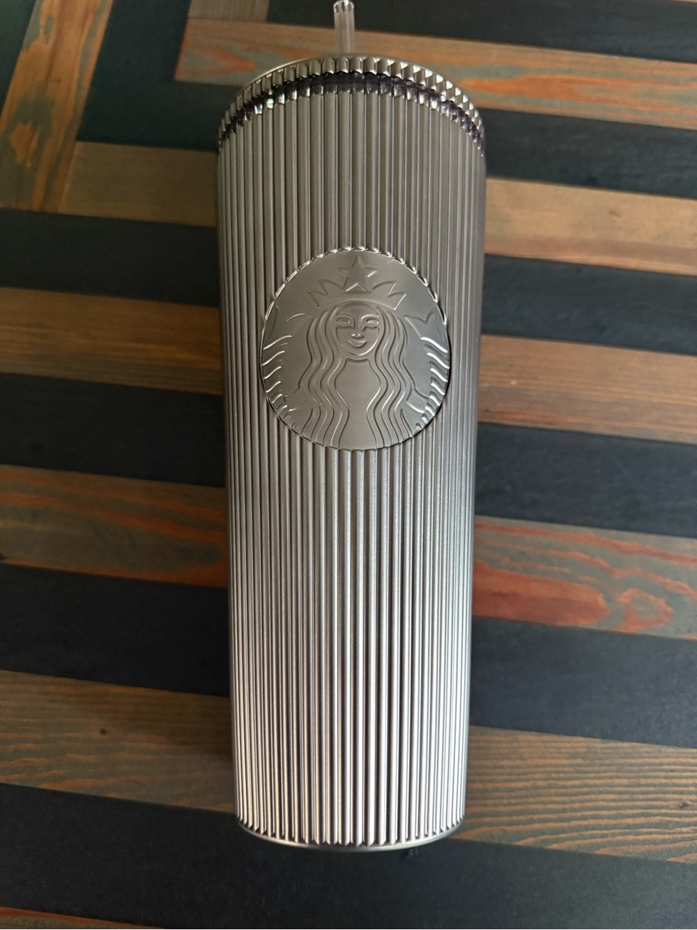 Starbucks Bronze/Silver Ribbed Tumbler